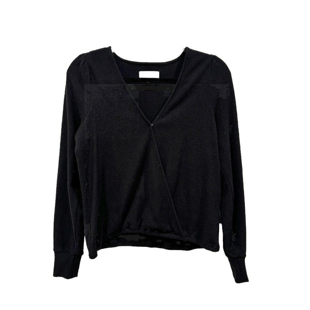 Women’s Madewell Texture And Thread Long Sleeve‎ Black Top Size Medium M